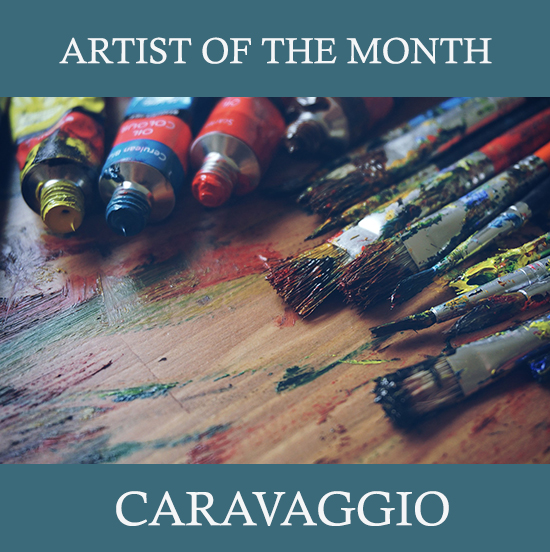 Artist of the month widget with display of paint brushes and artist paint tubes